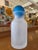 2000 - 2009 Vintage Frosted Glass Decanter / Bottle With Cobalt Blue Ball Stopper For Sale - Image 5 of 14