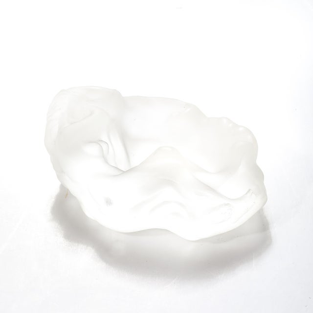 MidCentury Frosted Glass Sleeping Beauty Sculptural Nude Dish Signed R Lalique For Sale - Image 10 of 18