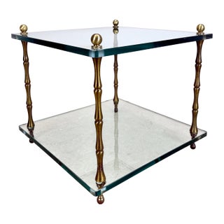 Mid 20th Century Brass & Glass End / Side Table Attributed to Baker Furniture For Sale