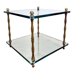 Mid 20th Century Brass & Glass End / Side Table Attributed to Baker Furniture