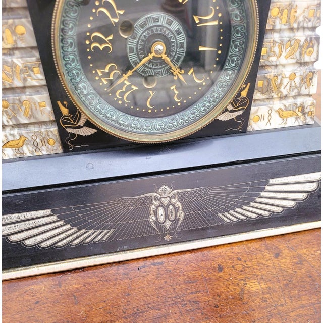 Egyptomania Marble Clock, 19th Century For Sale - Image 12 of 18