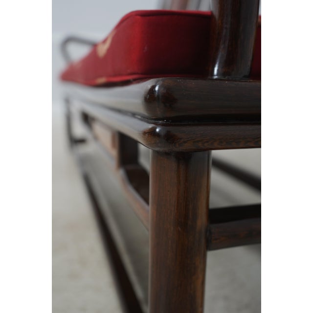 Vintage Chinese Rosewood Triple Back Settee Bench For Sale - Image 10 of 18