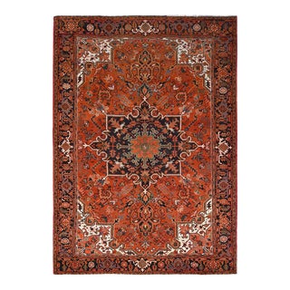 1960s Orange Vintage Oriental Rug For Sale