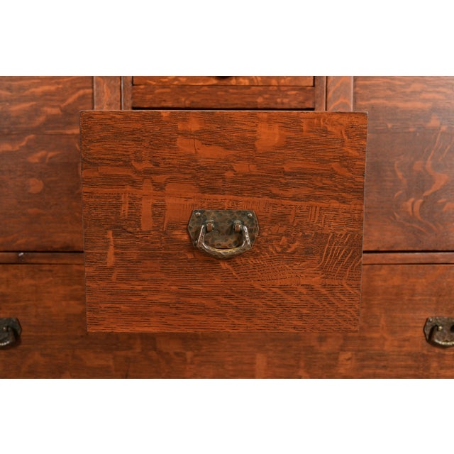 Wood Lifetime Furniture Antique Mission Oak Arts & Crafts Sideboard, Newly Refinished For Sale - Image 7 of 14