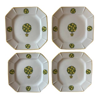 Set of 4 Mid Century Rossini Octagon Plates With Lemon Topiaries For Sale