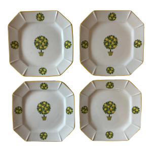 Set of 4 Mid Century Rossini Octagon Plates With Lemon Topiaries