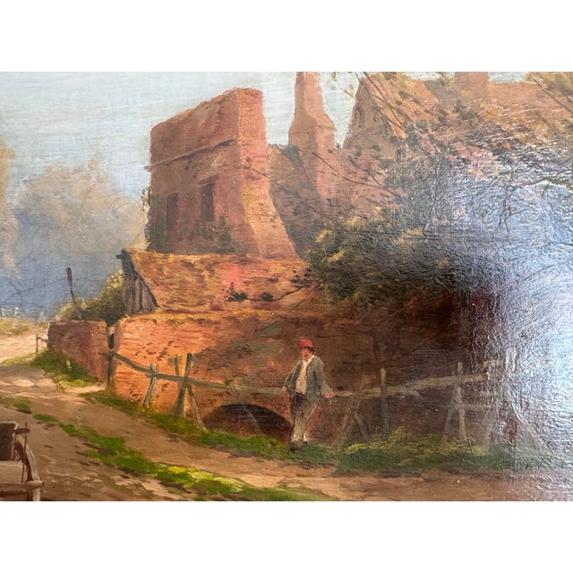 Antique 19th Century British Oil Painting “The Ford, Varaley Woods” by H. Pope For Sale - Image 4 of 12