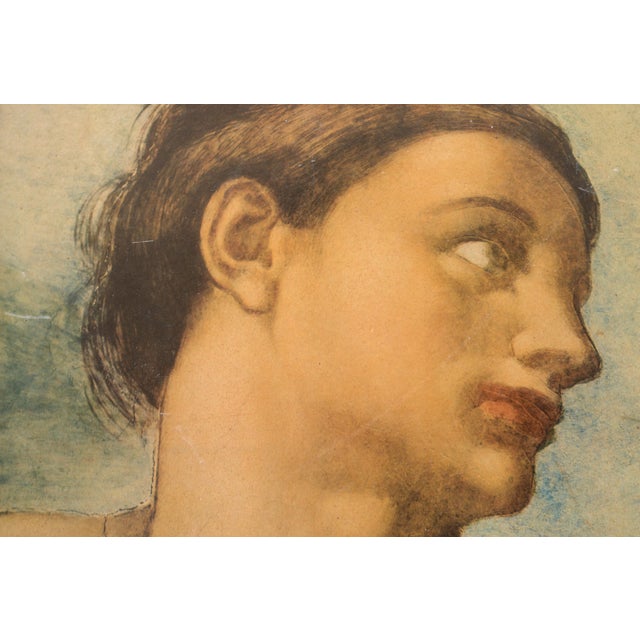 Vintage Michelangelo Creation of Adam Detail Framed Print For Sale - Image 4 of 9
