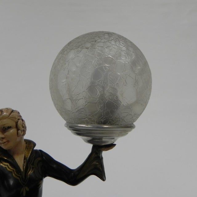 Art Deco Desk Lamp with Woman and Globe, 1920s For Sale - Image 3 of 17
