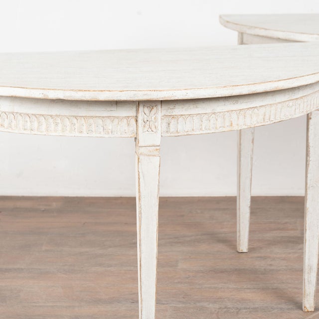 White 19th Century Swedish White Demi Lune Console Tables For Sale - Image 8 of 12