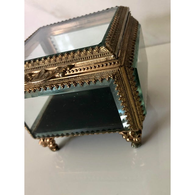 1950s Cut Crystal and Brass Jewelry Box For Sale - Image 4 of 8