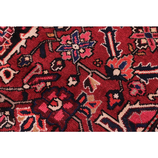 Medallion Antique Heriz Burgundy/Beige Wool Rug - 10'6'' X 12'3'' For Sale - Image 4 of 10