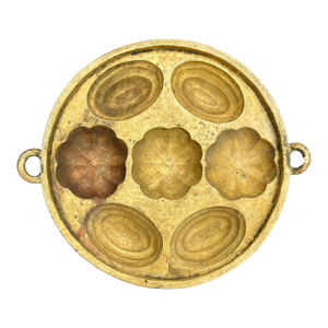 Antique Primitive Brass Food Mold | European Jelly Mold With Floral & Oval Forms | Rustic Kitchen Decor