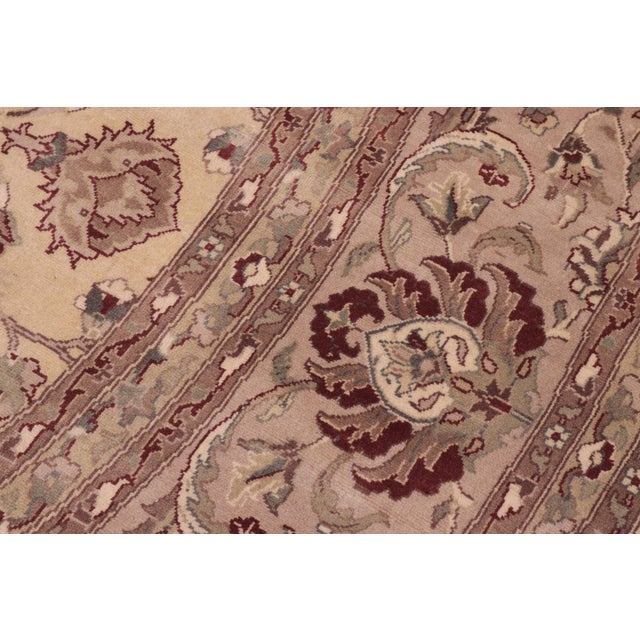 1990s Shabby Chic 1990's Kashan Pak-Persian Beige/Tan Wool Round Rug- 10'0'' X 10'2'' For Sale - Image 5 of 9