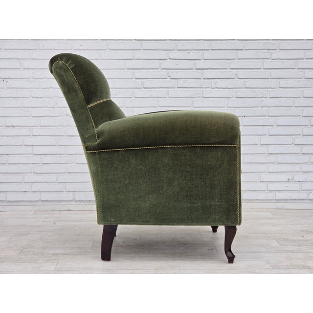 Vintage Danish Highback Relax Chair in Furniture Velour and Beech, 1950s For Sale - Image 9 of 18
