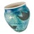 1990s Randi Kish Art Blue Textural Pottery Studio Sculpture Vase with Birds For Sale