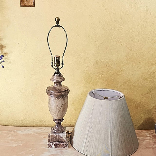 Vintage Alabaster Urn Table Lamp in Neoclassical Style – 28” For Sale - Image 9 of 18