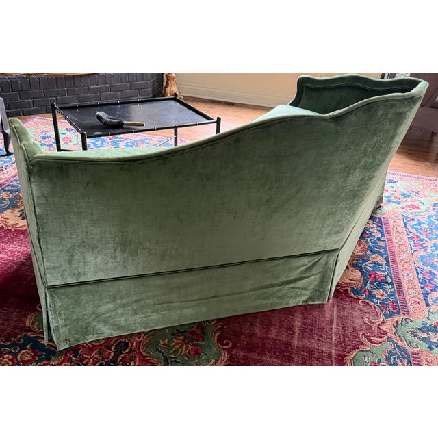 Baker Furniture Crushed Emerald Velvet Corner Conversation Sofa For Sale - Image 9 of 12