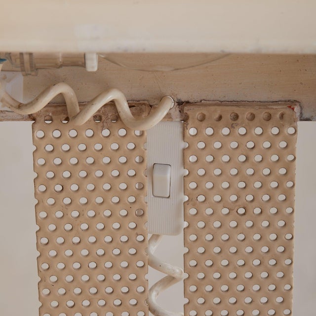 Beige 1960s French Ivory Perforated Metal Desk Lamp in the Manner of Mathieu Matégot For Sale - Image 8 of 11