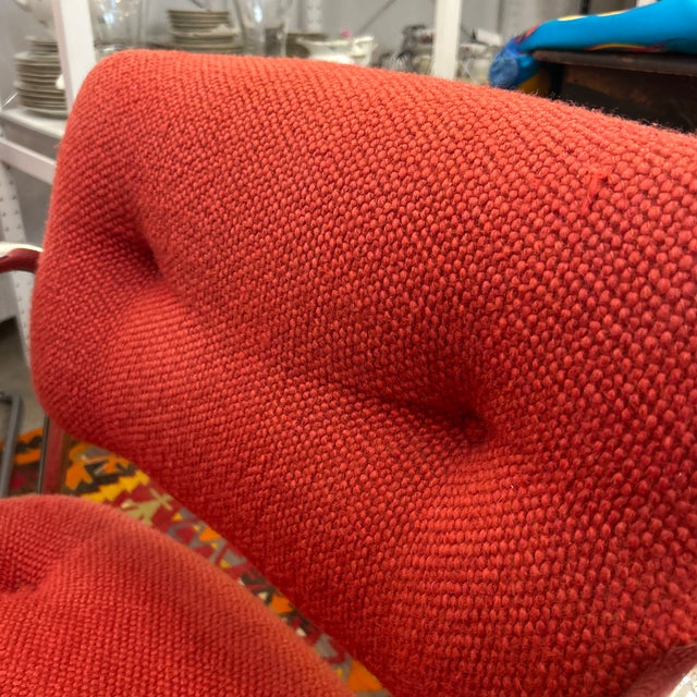 2020s Streamline Red/ Orange Tubular Chrome and Wool Occasional Chair For Sale - Image 5 of 11