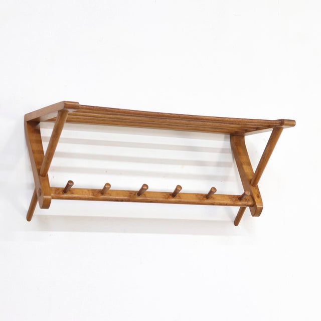 Vintage Coat Rack in Oak, 1960s For Sale - Image 4 of 9
