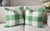 One pair of spring green 100 percent cotton pillow covers with invisible zipper closures measuring 22 X 22 inches with a...