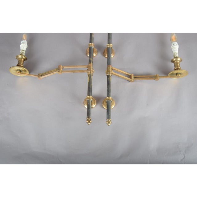 Vintage French Brass Swing-Arm Wall Lamps from Maison Jansen, 1960s, Set of 2 For Sale - Image 12 of 13