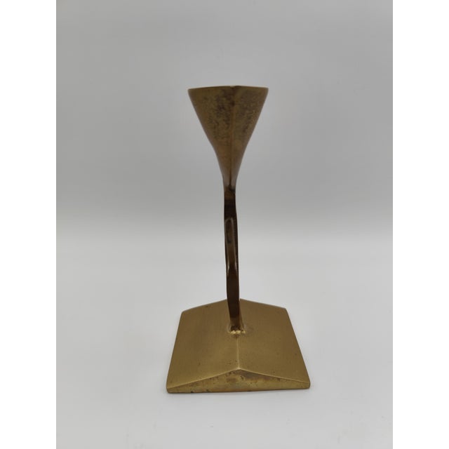 Vintage brass tulip candle holder, 15 cm