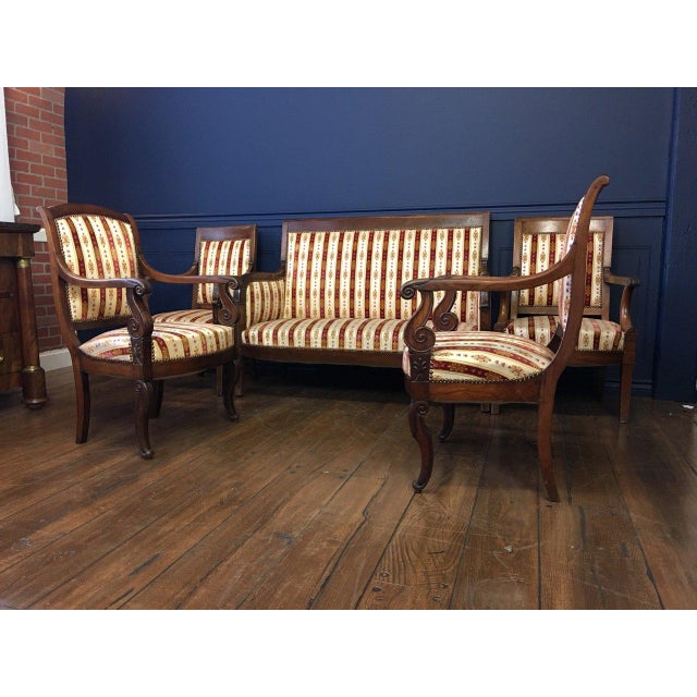 19th Century Vintage Empire Mahogany Salon - Set of 5 For Sale - Image 9 of 9