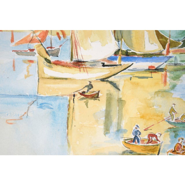 Late 20th Century Fishermen at the Shore in Concarneau - France Landscape by M. Saint-Guily For Sale - Image 5 of 9