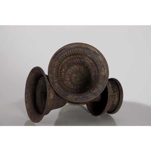 Traditional Bronze Ghee Lamps, Nepal, Set of 2 For Sale - Image 4 of 6