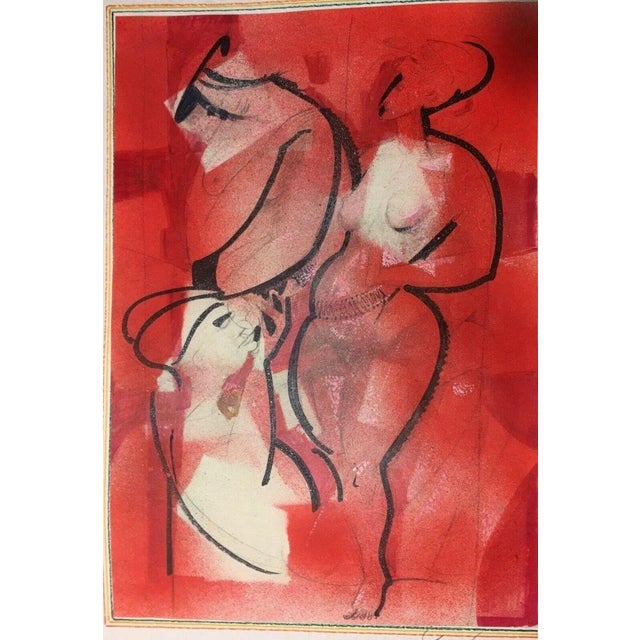 Nude, Three Women Lovemaking, Mixed Media For Sale - Image 10 of 13