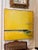 Bold modern abstract painting by Richardson featuring a luminous yellow field intersected by gestural linear elements and...