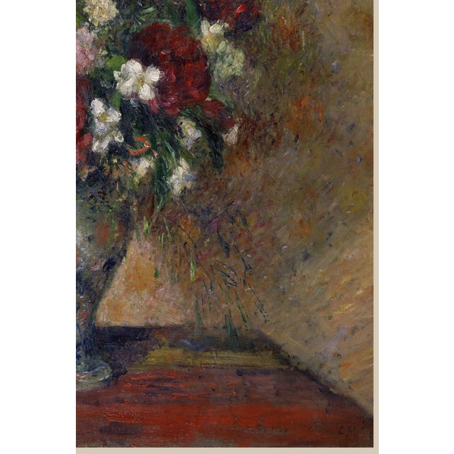 Red Vintage French Impressionist Art Print – Red Peonies by Pissarro, 36" X 48" For Sale - Image 8 of 9