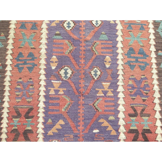 Mid 20th Century Soft Pale Colors Small Handmade Turkish Kilim Area Rug For Sale - Image 10 of 11