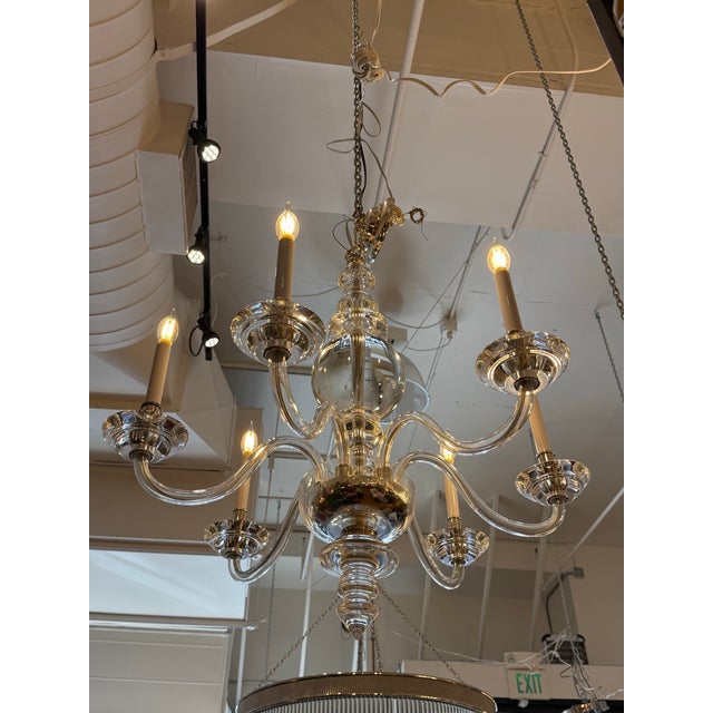 E.F. Chapman Chapman & Myers for Visual Comfort George II Polished Nickel + Glass Chandelier For Sale - Image 4 of 12
