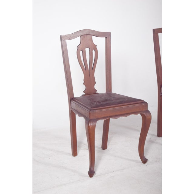 Mid-Century Modern Chairs with Embossed Leather Seats, 1950s, Set of 2 For Sale - Image 3 of 12