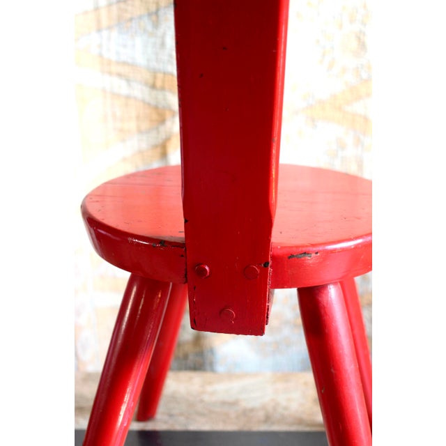 1950s Handmade Red "Keyhole Chair" in the Style of William Fetner For Sale - Image 5 of 9