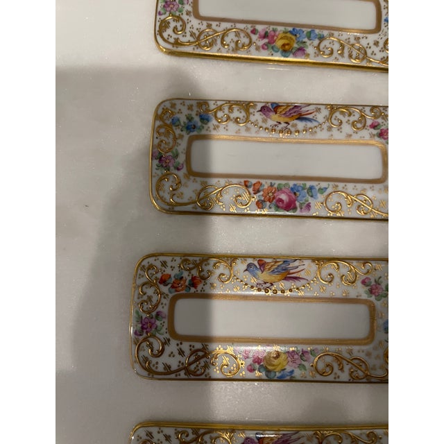Art Nouveau 1920s Dresden Hand Painted Place Card Holders With Elaborate Designs - Set of 8 For Sale - Image 3 of 4