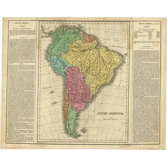 Early 19th Century Antique Map of South America, 1822 For Sale - Image 5 of 5