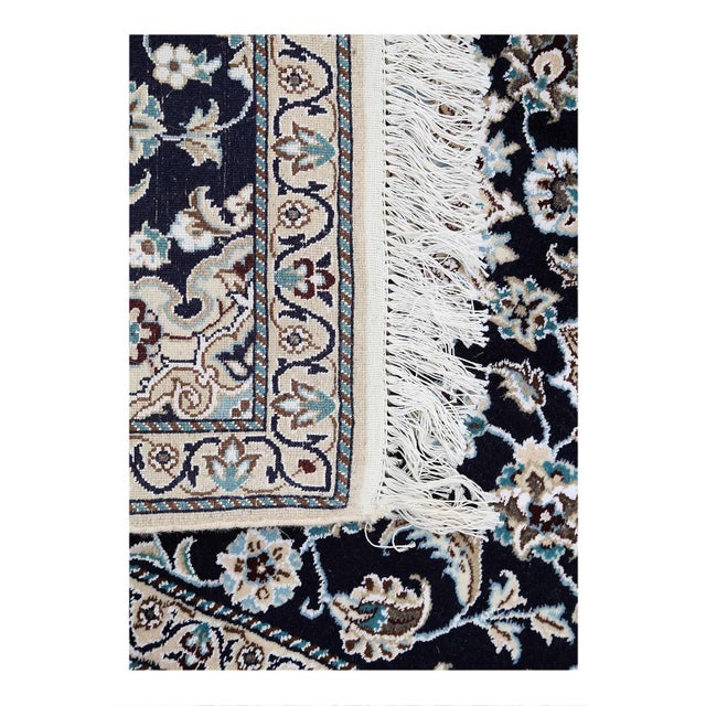 Traditional Pasargad DC Navy Blue Fine Hand Knotted Persian Silk & Wool Nain Rug For Sale - Image 3 of 3