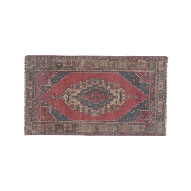 Vintage Faded Red Turkish Oushak Rug 4'4'' X 7'9'' Hand woven with high quality pure wool 52.4" x 92.5" / 133 x 235 Cm...