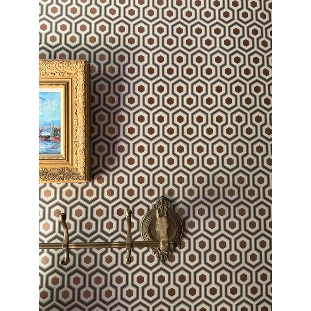 Cole & Son Hicks’ Hexagon 95/3017 Wallpaper – Set of 5 New Rolls in Taupe, Gray & Bronze For Sale - Image 4 of 18