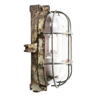 Vintage Industrial Cast Iron and Clear Glass Wall Lamps from Industria Rotterdam For Sale