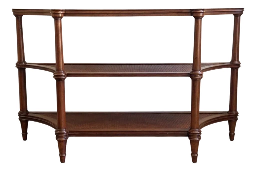 Vintage Ethan Allen Legacy Collection Three-Tier Rattan Console