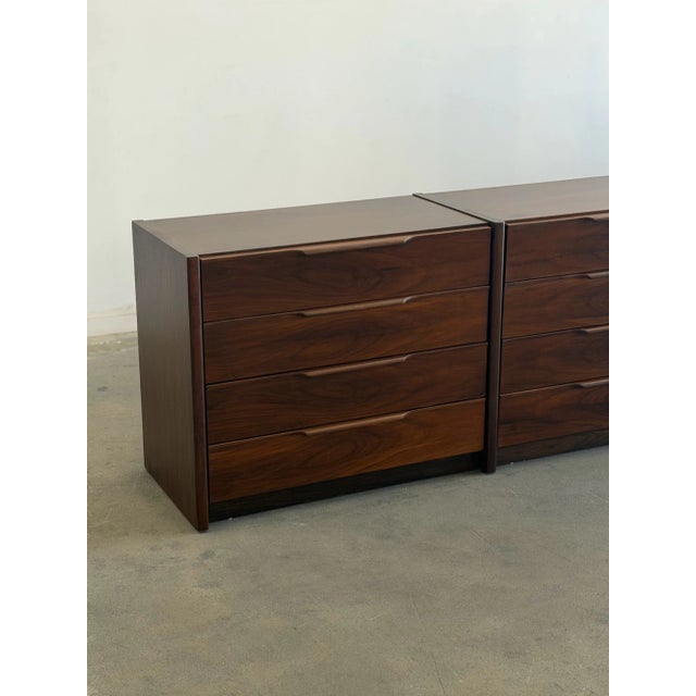 W66 D18 H27.25 Fully restored vintage dresser by Barzilay in great condition. Item feature is nice metal side rails for...