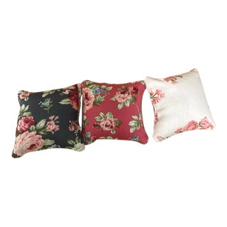 Mini Accent Pillows 4 Inch Bowl Fillers Shelf Sitters Pack of 3 Floral New For Sale