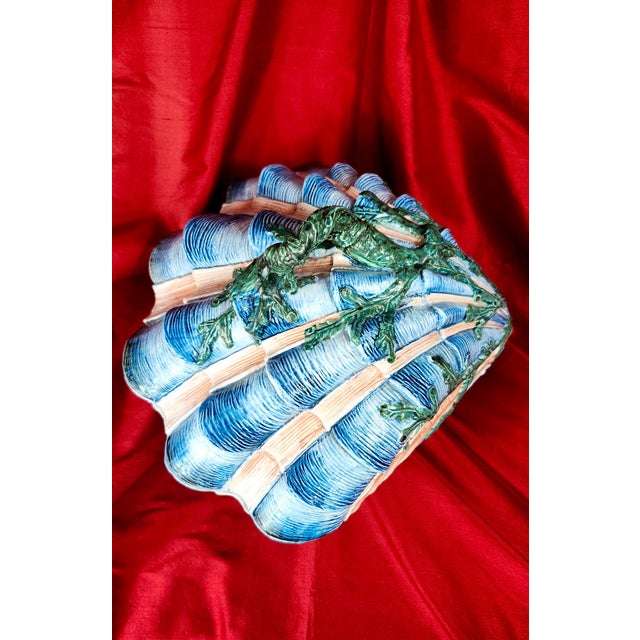 Etruscan Pottery Shell & Seaweed 37" Circumference Italian Seashell Majolica 2Oth Century For Sale - Image 13 of 18