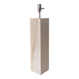 Mid-Century White Marble Block Table Lamp in the Style of Nessen For Sale