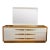Modernage Midcentury Furniture Company New York & Miami Beach White & Maple Dresser & Mirror With Horizontal Pulls For Sale